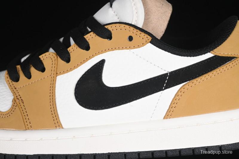 Nike Air Jordan 1 Low OG AJ1 White Yellow Black Swoosh Casual Sneakers - CZ0790-107