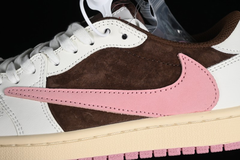 Nike Travis Scott x Air Jordan 1 Low OG AJ1 Reverse Swoosh Sneakers - DZ4137-206