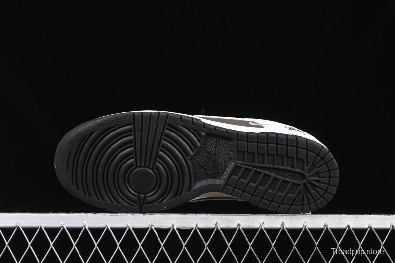 Nike SB Dunk Low Stussy Collaboration Brown Leather Swoosh Anniversary Custom Low-Top Casual Sneakers - DJ2024-062