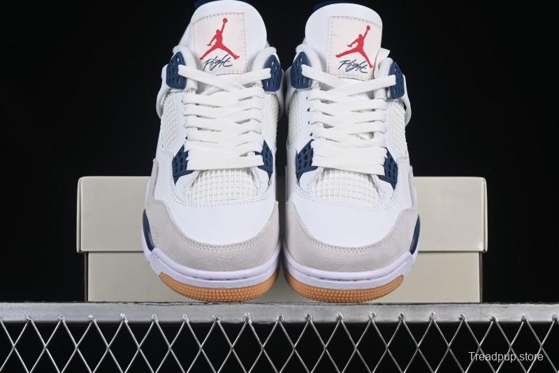 Nike SB x Air Jordan 4 Retro "Navy" White Blue Basketball Shoes - DR5415-100