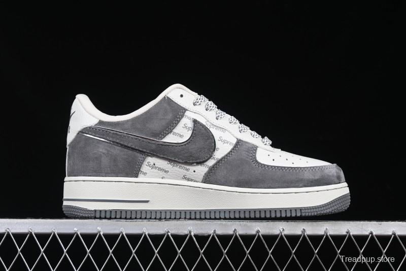Nike Air Force 1 '07 Low Supreme Collaboration Grey Swoosh Red Tab Low-Top Casual Sneakers - CH6336-510