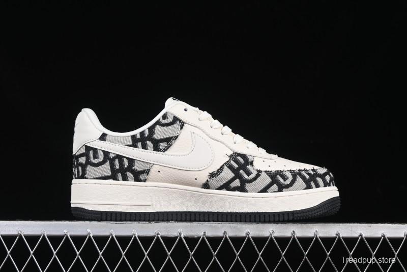 Nike Air Force 1 '07 Low Dior Collaboration Black Pattern Low-Top Casual Sneakers - DF0188-028