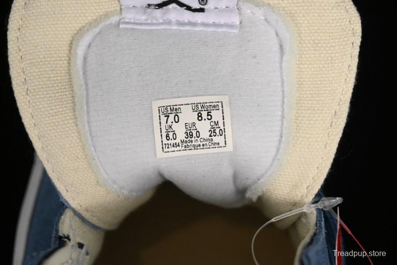 Vans Sk8-Mid Reissue 83 High-End Retro Skate Shoes with Blue Patchwork Suede - VN000CQQDWR