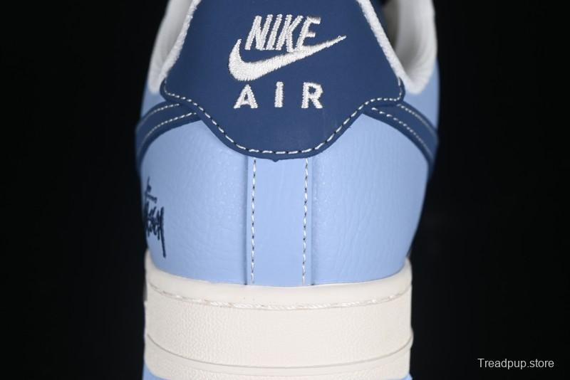 Nike Air Force 1 '07 Low Stussy Collaboration Dual-Tone Sky Blue Low-Top Casual Sneakers - XS1958-516