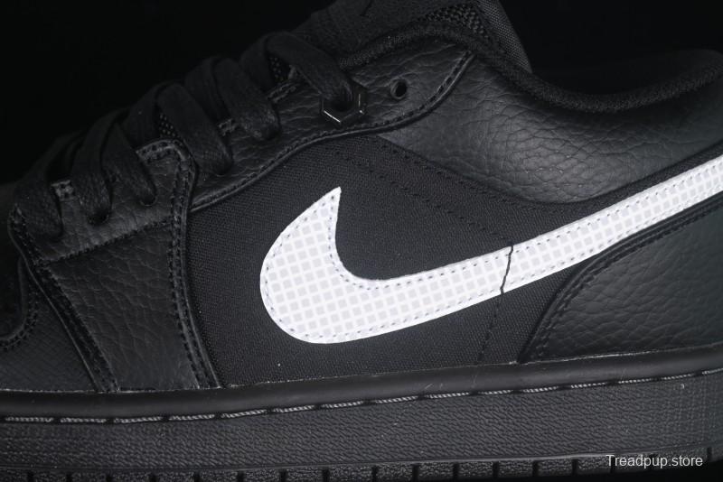 Nike Air Jordan 1 Low AJ1 Basketball Shoes in Black and White Canvas and Leather - HV5968-001