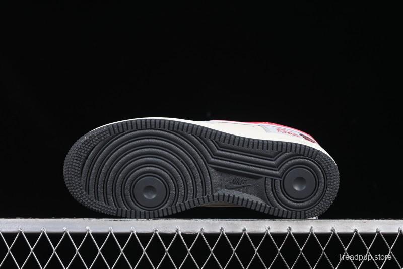 Nike Air Force 1 '07 Low Nezha Collaboration Grey Red Swoosh Casual Sneakers - DF0188-046