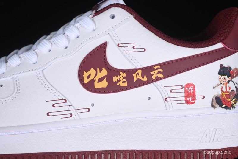 Nike Air Force 1 '07 Low "Nezha" 2D Hand-Painted Doodle Casual Sneakers with Full-Length Air Cushion - FV5988-105