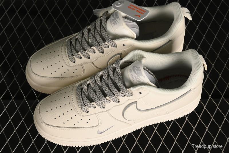 Nike Air Force 1 '07 Low Classic Grey Silver Swoosh Starry Sneakers - MJ0319-023