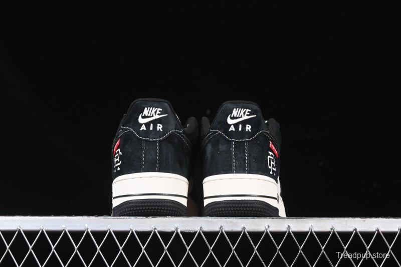 Nike Air Force 1 '07 Low Supreme Champion Collaboration Beige Black Mini Swoosh Casual Sneakers - SJ6698-019