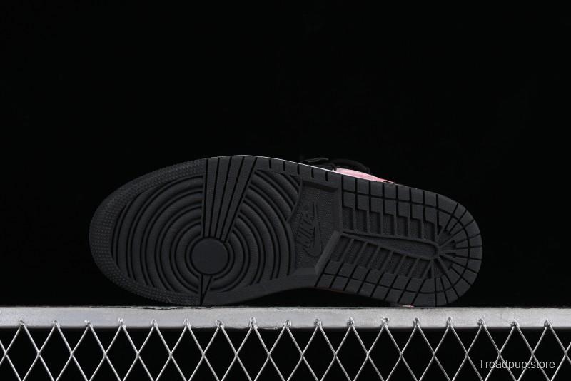 Nike Air Jordan 1 Low AJ1 Retro Basketball Shoes with Black Pink Bow Design - DX4374-008