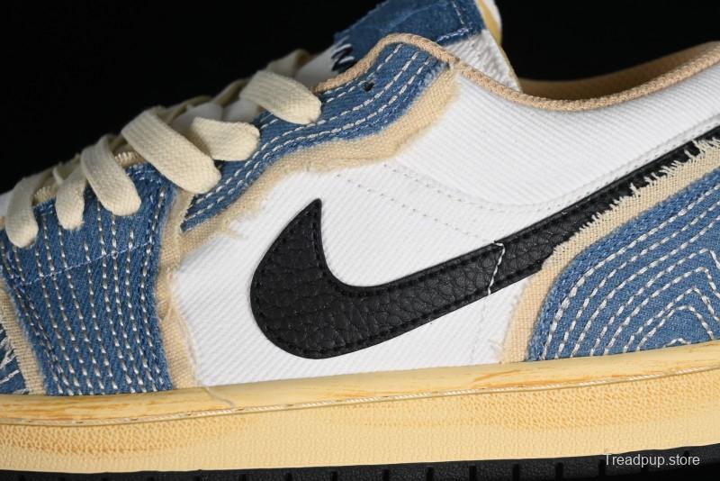 Nike Air Jordan 1 Low SE "WRMK" AJ1 Sashiko Stitch Low-Top Casual Sneakers - FN7670-493