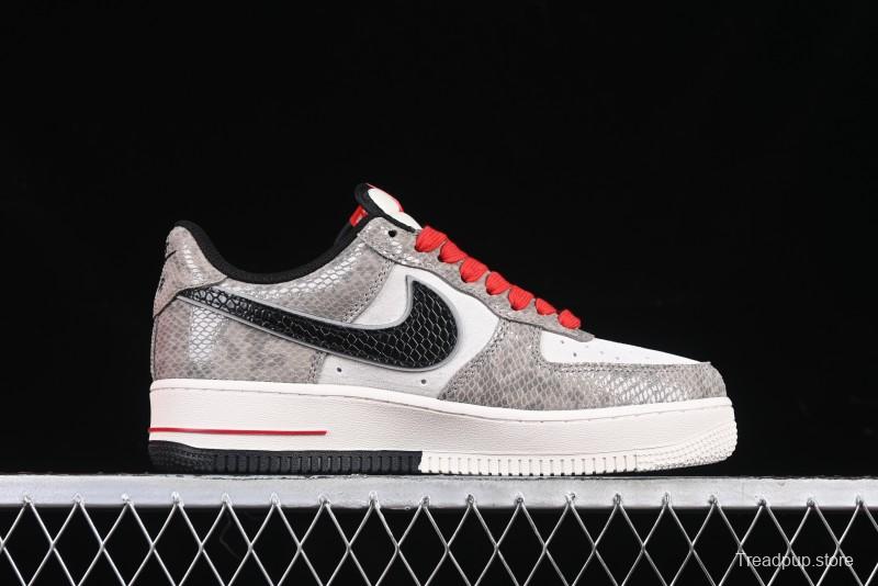Nike Air Force 1 '07 Low Year of the Snake Limited Edition Grey Black Snake Scale Low-Top Casual Sneakers - DM6688-009