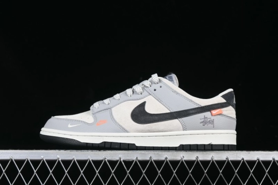 Nike SB Dunk Low Stussy Collaboration Embroidered Black Swoosh Anniversary Custom Low-Top Casual Sneakers - DJ2024-095