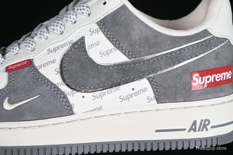 Nike Air Force 1 '07 Low Supreme Collaboration Grey Swoosh Red Tab Low-Top Casual Sneakers - CH6336-510