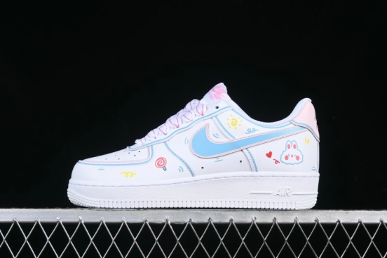 Nike Air Force 1 '07 Low Valentine's Day Limited Edition 2D Hand-Painted Graffiti Lollipop Casual Sneakers - TY0301-111