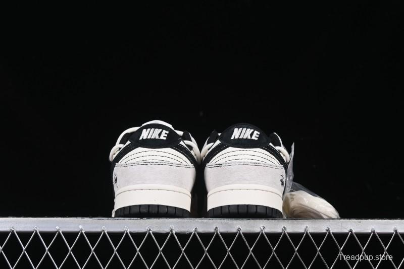 Nike SB Dunk Low Stussy Collaboration Anniversary Edition Lace-Up Beige Grey Black Swoosh Low-Top Casual Skate Shoes - YX5066-242
