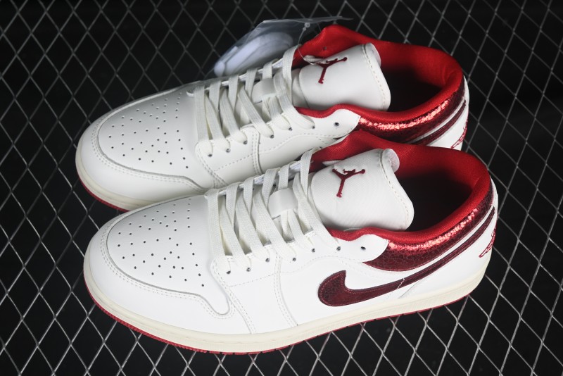 Nike Air Jordan 1 Low AJ1 White Red Low Top Casual Sneakers - HJ9338-106