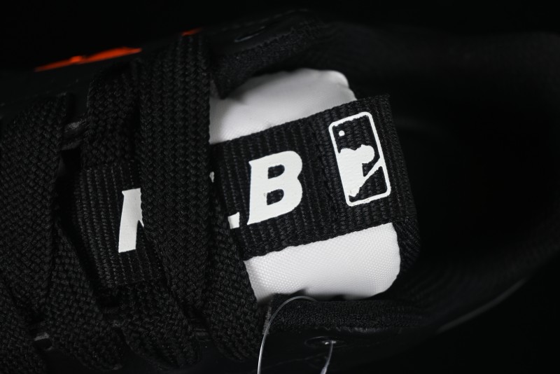 NY Yankees Black Leather Sneakers with Bold Orange Logo
