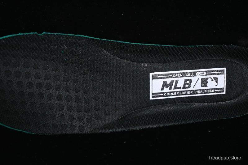 NY Yankees Black Leather Sneakers with Bold Orange Logo