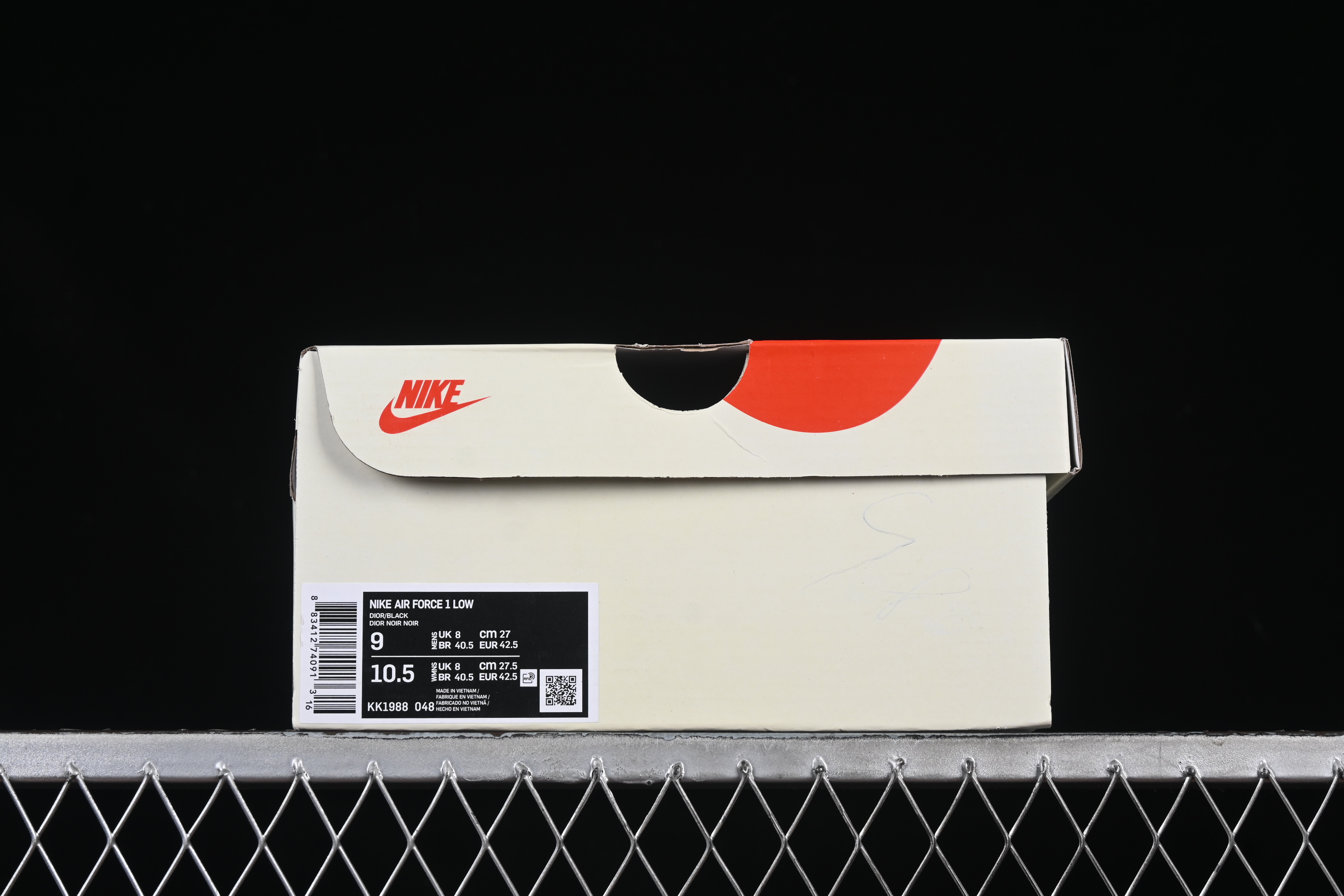 Nike Air Force 1 '07 Low Dior Collaboration Beige Black Grey Stitch Casual Sneakers - KK1988-048