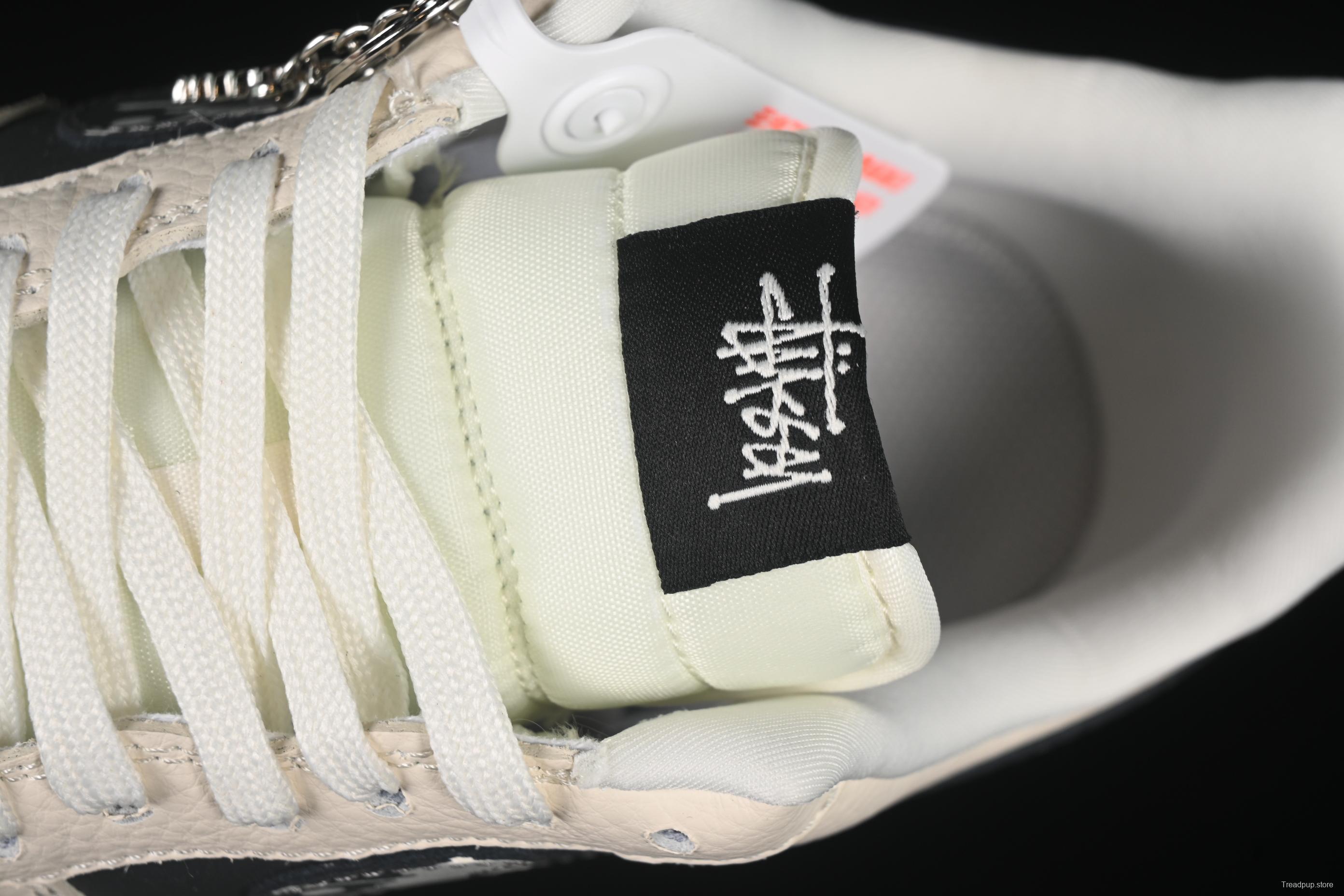 Nike Air Force 1 '07 Low Stussy Collaboration Beige Black Splatter Swoosh Casual Sneakers - DF0188-042