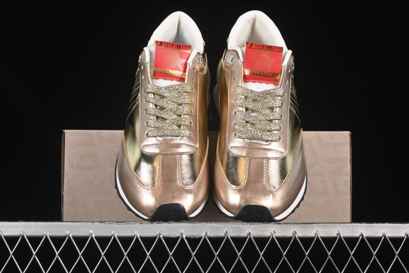 Golden Goose Marathon White Black Gold Comfortable Low-Top Lifestyle Sneakers - H8D4