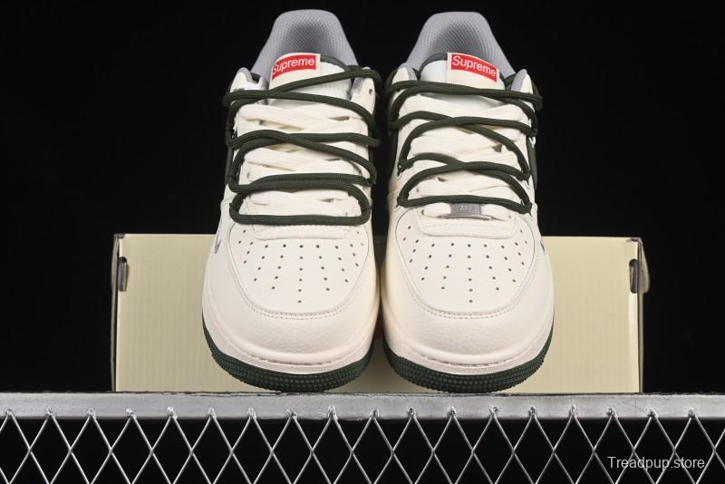 Nike Air Force 1'07 Low Supreme Collaboration Dual-Tone Grey Green Lace-Up Casual Sneakers - DM6868-070