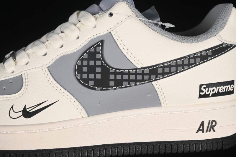 Nike Air Force 1 '07 Low Supreme Collaboration Beige Gray Building Blocks Casual Sneakers - XS1958-568