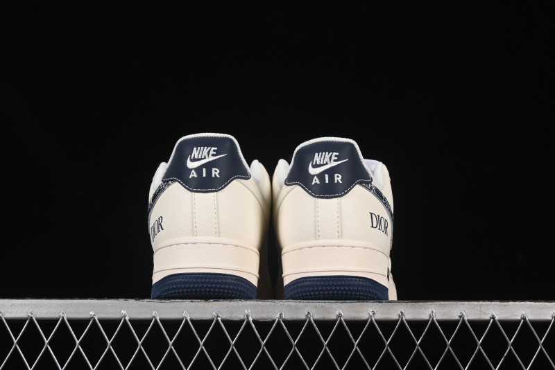 Nike Air Force 1 '07 Low Dior Collaboration Blue Iridescent Swoosh Casual Sneakers - XS1958-569