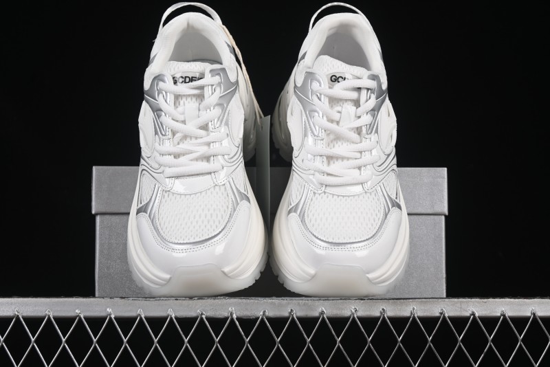 GG-CC Chunky Low Casual Fashion Sneakers with Thick Sole and Height Increasing Design - 2607 White