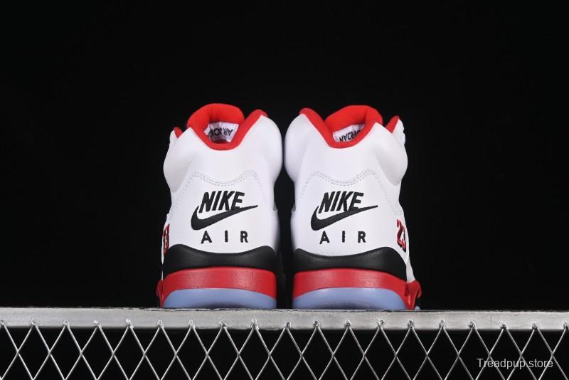 Nike Air Jordan 5 Retro Basketball Shoes Fire Red Black Tongue - HQ7978-101