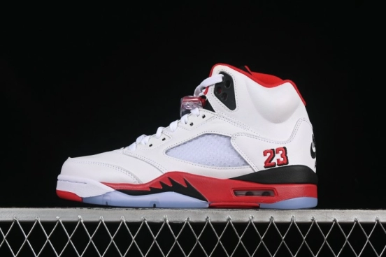 Nike Air Jordan 5 Retro Basketball Shoes Fire Red Black Tongue - HQ7978-101