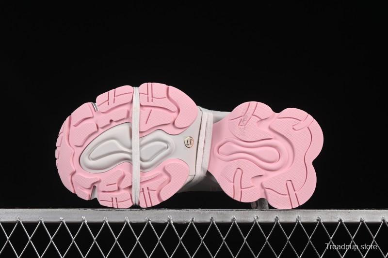 GG-CC Starry Sky Particle Silver White Lace-up Hollow Out Chunky Sneakers with 5cm Height Boost - G25U9778