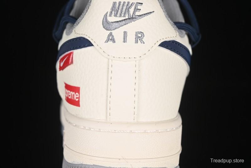 Nike Air Force 1 '07 Low Supreme Collaboration Two-Tone Blue Grey Lace-Up Casual Sneakers - DM6868-068