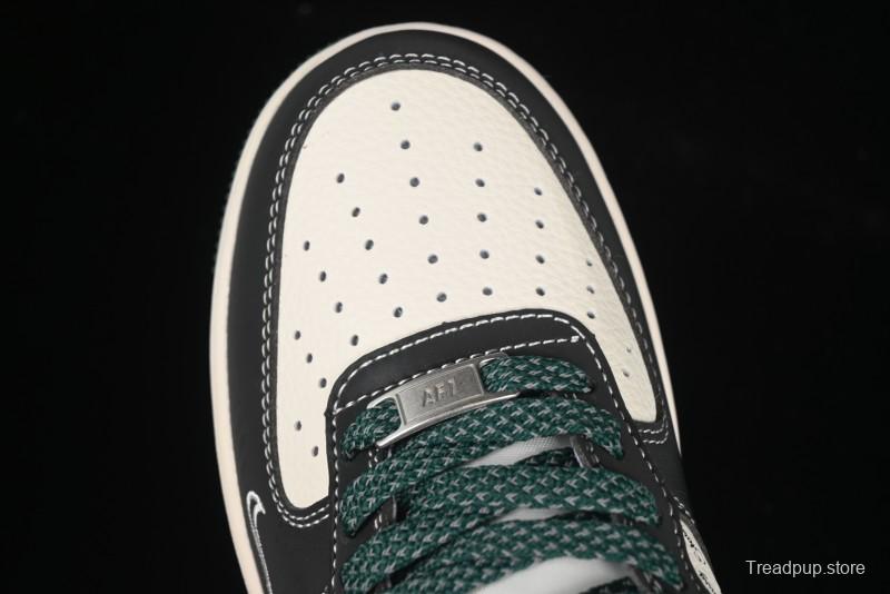 Nike Air Force 1 '07 Low Stussy Collaboration Black Green Swoosh Casual Sneakers - XS1958-572