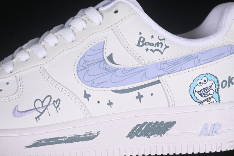 Nike Air Force 1'07 Low "Sesame Street" Custom Casual Sneakers - FB8971-080