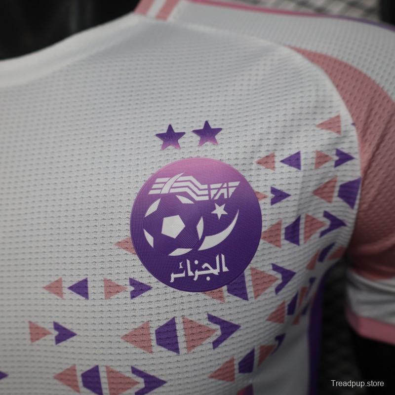 Player Version 2025 Algeria White-Pink with Geometric Pattern Jersey