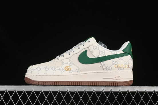 Nike Air Force 1 '07 Low Gucci Collaboration Brown Sole Green Swoosh Casual Sneakers - JJ2508-711