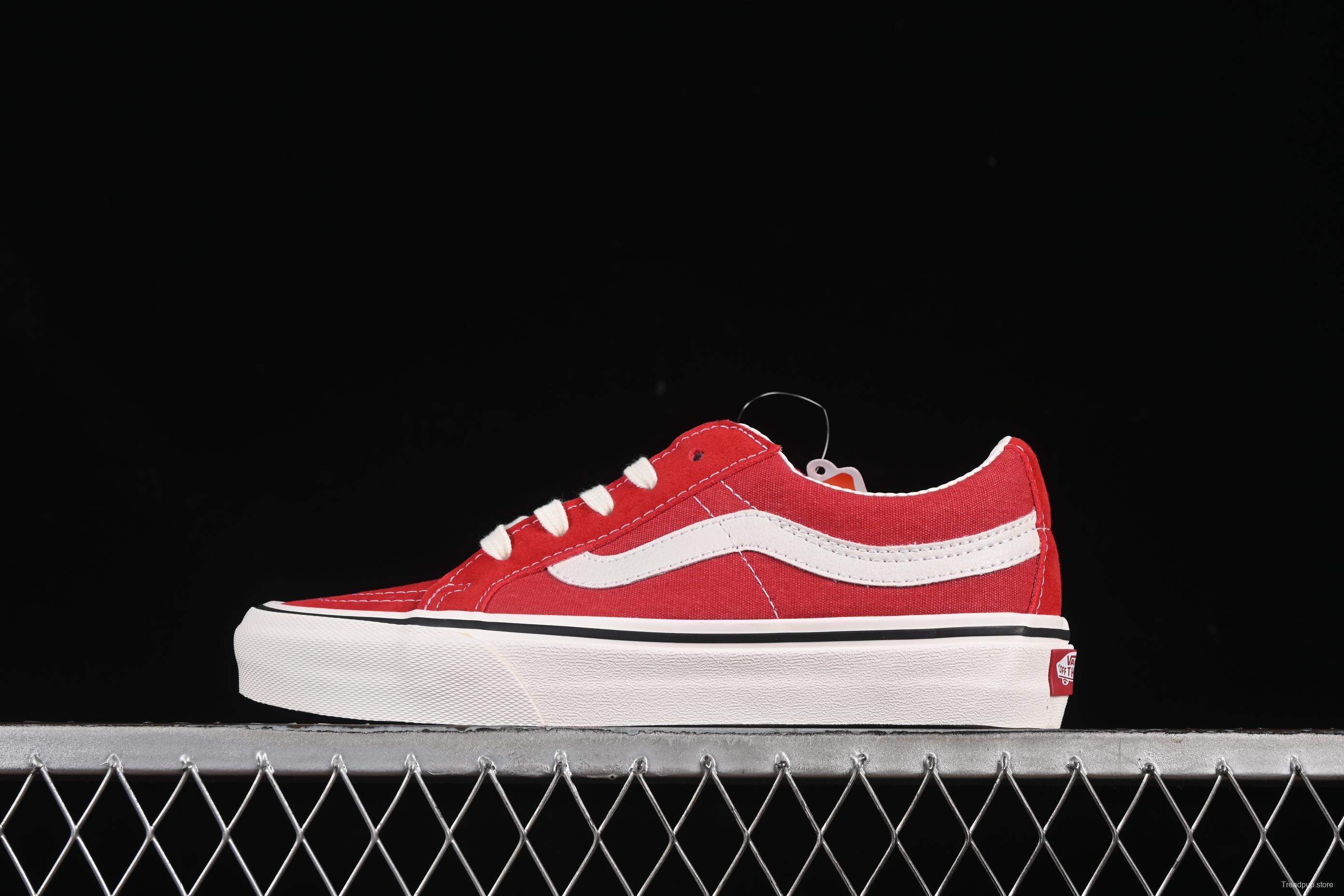Vans Sk8-Low White Red Anti-Slip Casual Skate Shoes - VN0A4UWIXGJ