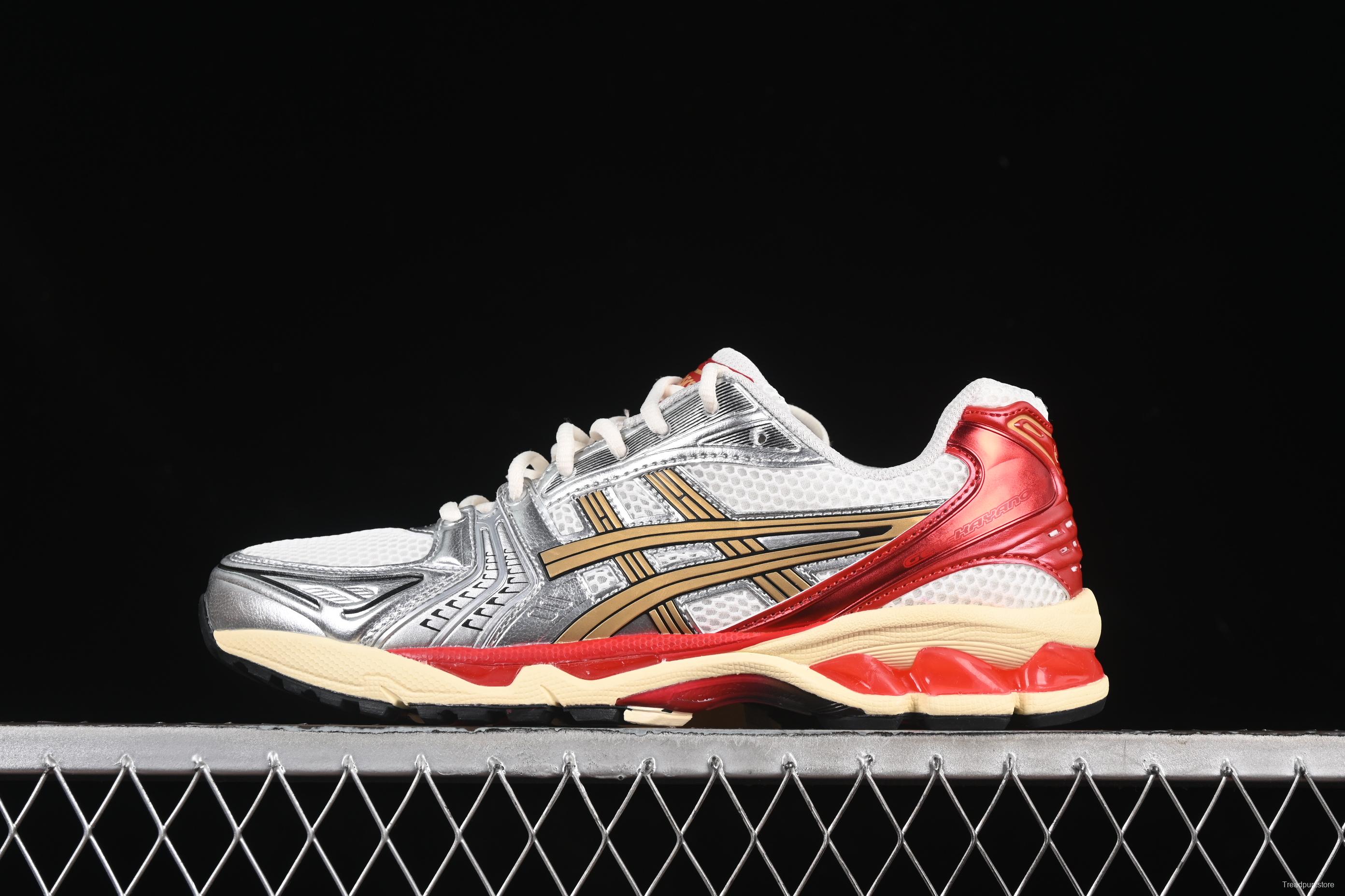 Asics Gel-Kayano 14 Running Shoes with Engineered Elastic Double-Layer Recycled Knit Upper and 3D Visible GEL Cushioning - 1203A692-100