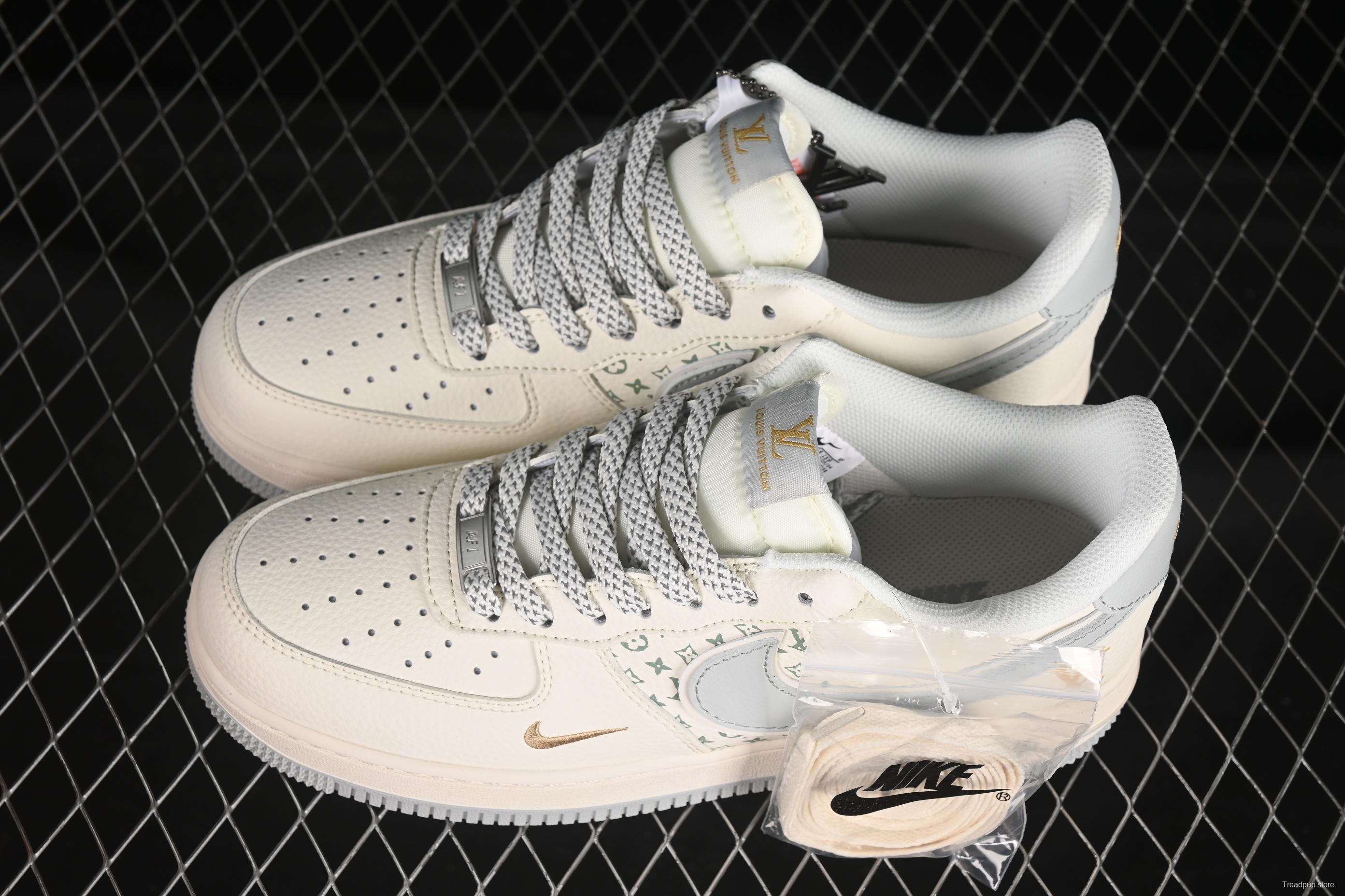 Nike Air Force 1'07 Low LV Collaboration Print Small Gold Swoosh Casual Sneakers - XX3168-159