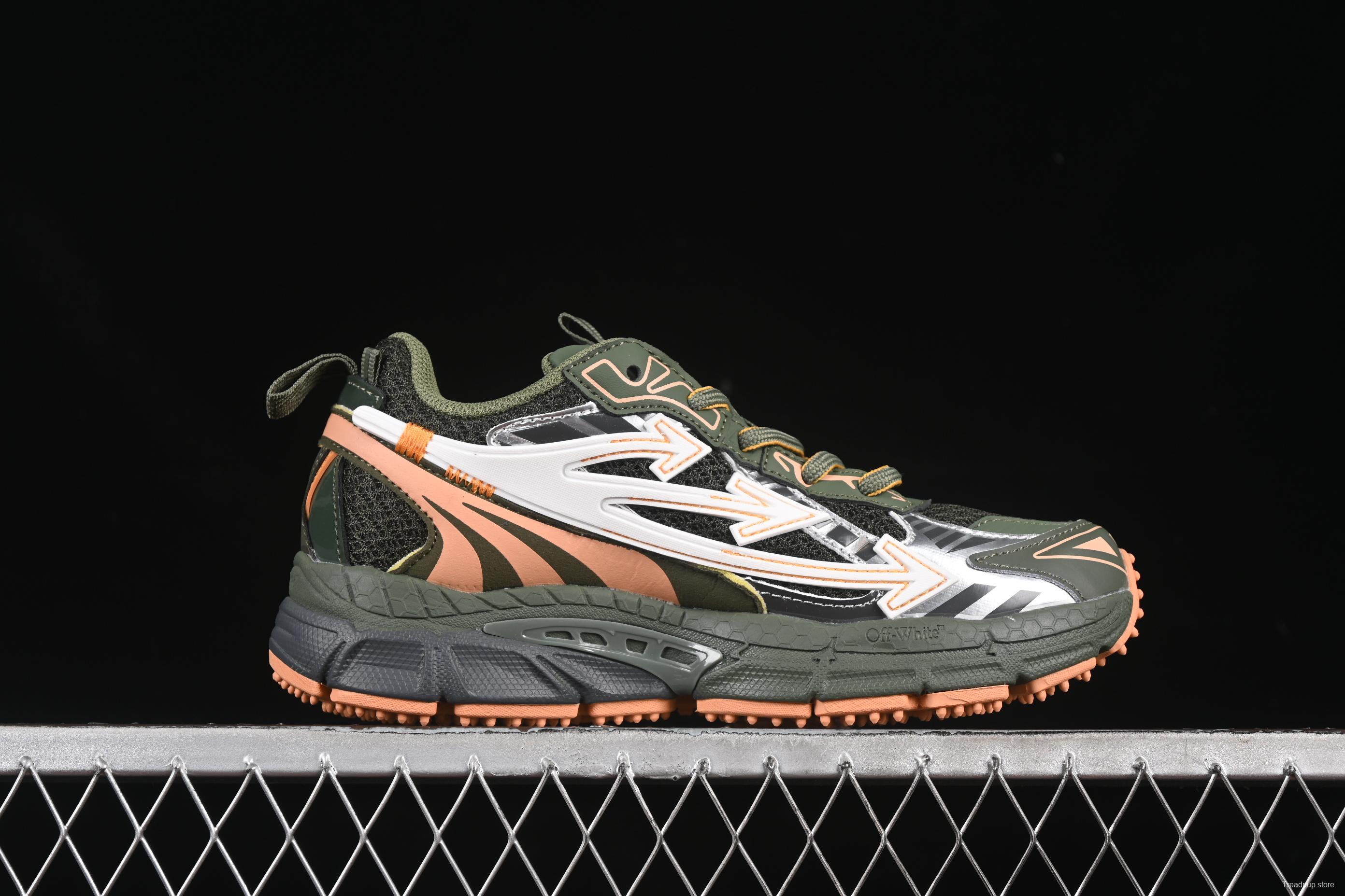 Off-White Be Right Low-Top Lifestyle Sneakers in White Green Orange - C.D4