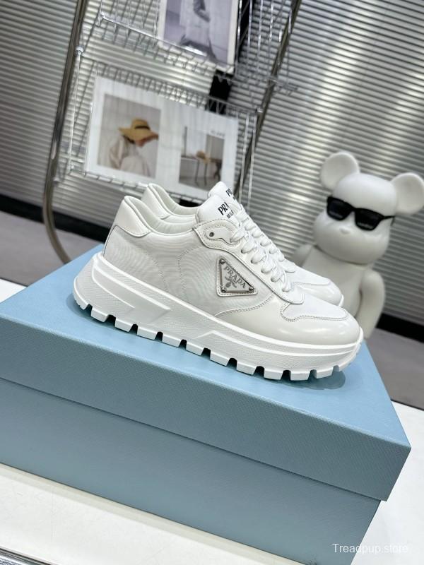 2025 Unisex Prada White Leather Sneakers KFY00310