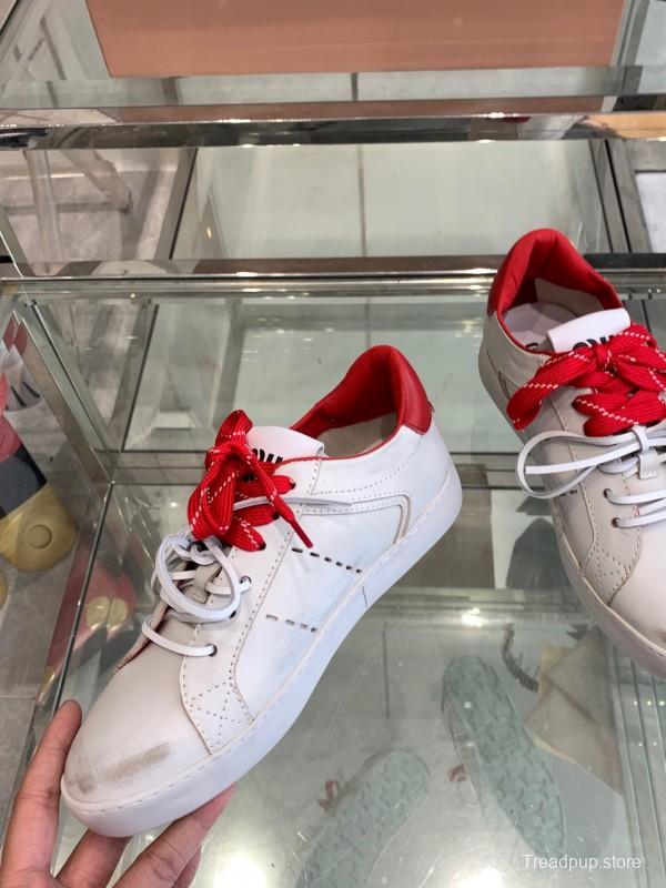 2025 Women Miu Miu White Red Leather Sneakers LY00290