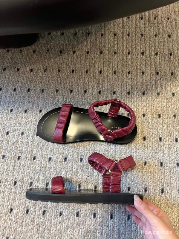 2025 Women The Row Burgundy Leather Sandals