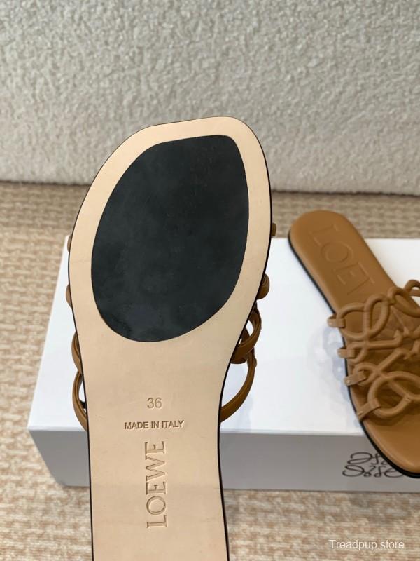 2025 Loewe Brown Leather Slippers KFY00250