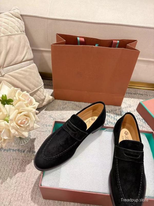 2025 Women Le Parmentier Black Suede Loafer LY00400