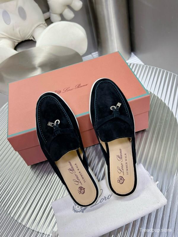 2024 Slippers LP Black Suede Loafers