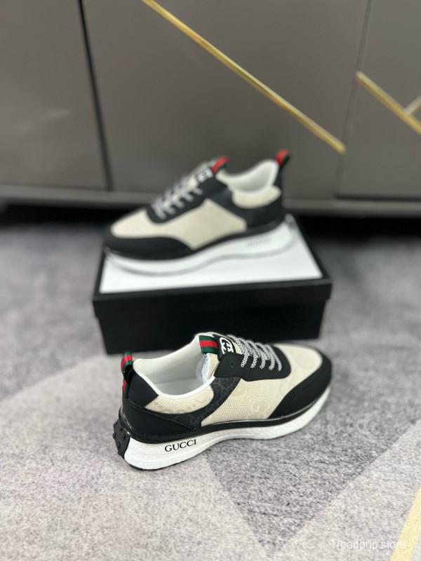 2024 Men Gucci Black White Leather Mesh Sneakers MJ00260