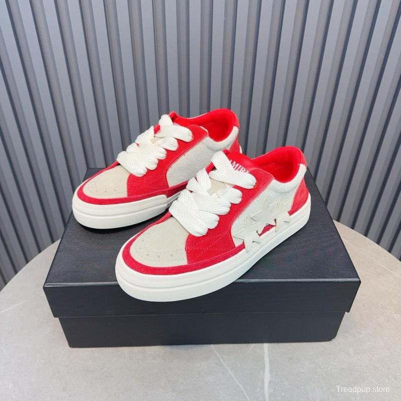 2024 Unisex Amiri Red White Canvas Sneakers MJ00300